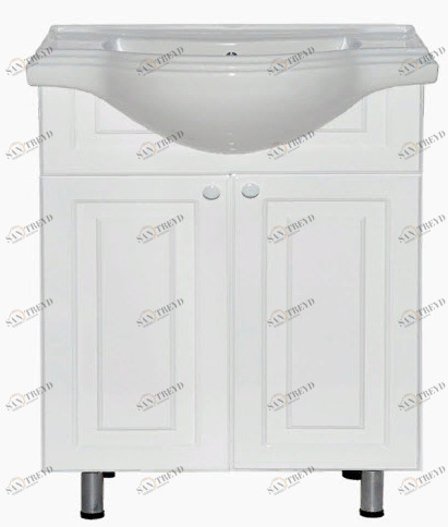 Тумба Рио - 65 прямая белая эмаль с раковиной Kirovit 650 MISTY 2312151