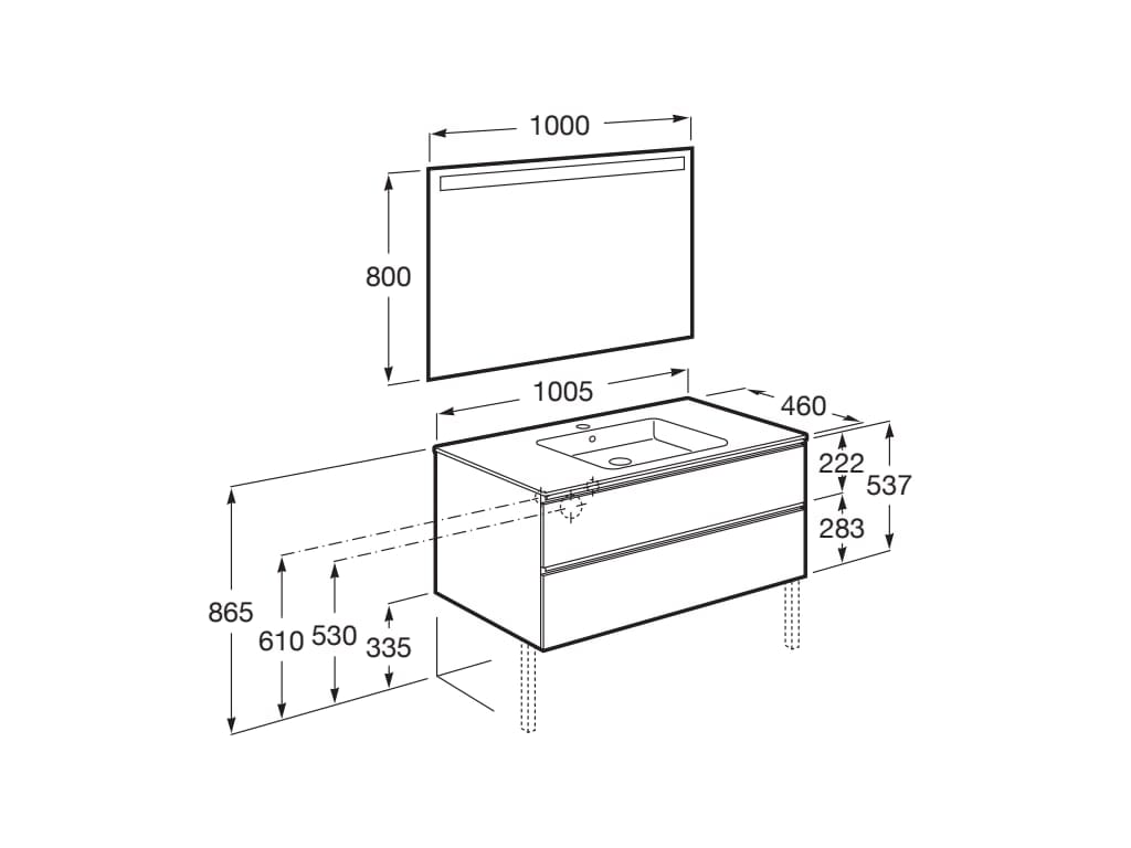 Деревянный умывальник с зеркалом и встроенной раковиной Roca UNIK A8515 / A8518 ARCH-00035896 - Вид №112