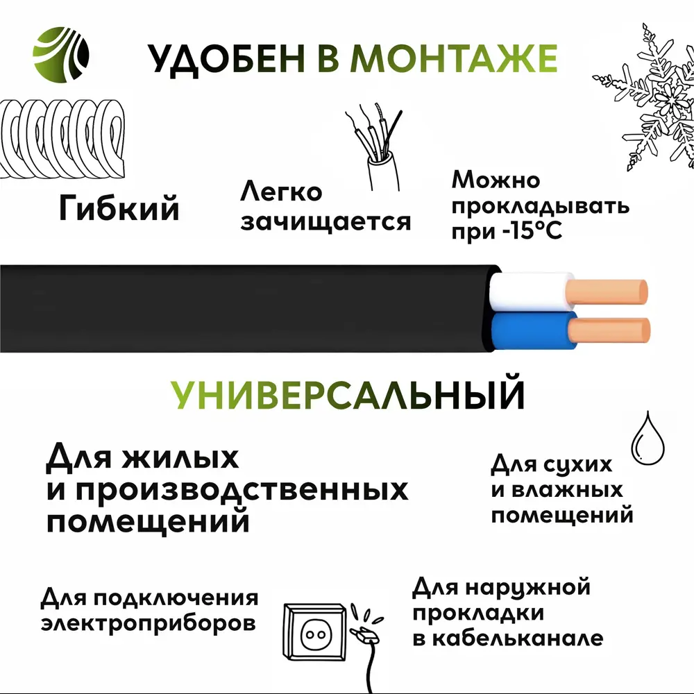 Кабель Ореол ВВГпнг(A)-LS 2x1.5 10 м ГОСТ 14419911 STLM-2180862  - Вид №2