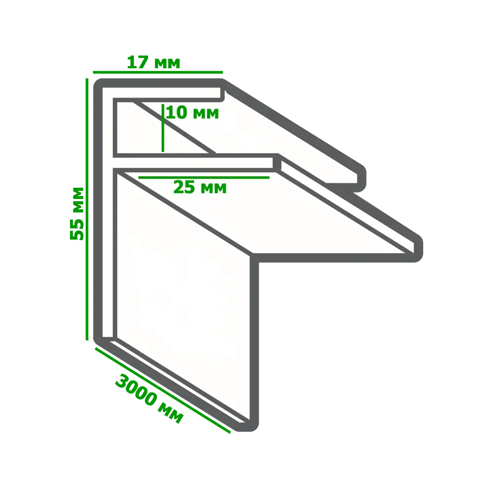 Профиль ПВХ F-образный 60 мм для панелей 8 мм, 3000 мм РСП STLM-2187214 - Вид №1