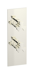 Комплект наружных частей термостата с дивертером на 2 потребителя - вертикальная прямоугольная панель с ручками Belmondo WE ARE IB eua611plnbt Platinum Aqua