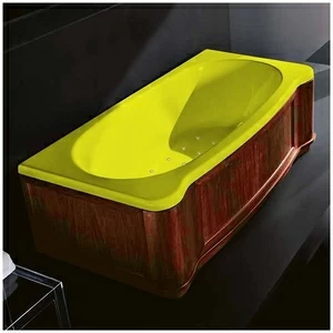 Ванна Gruppo treesse New Classic Young STA-V674C-DX-WO-ZZ жёлтая с золотой фурнитурой с аэромассажем прямоугольная правая дерево орех