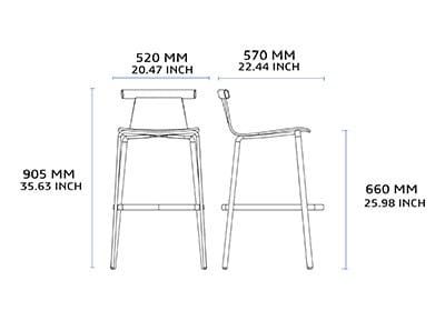 Высокий стул с мягким сиденьем ALKI Atal ARCH-00003777 - Вид №4