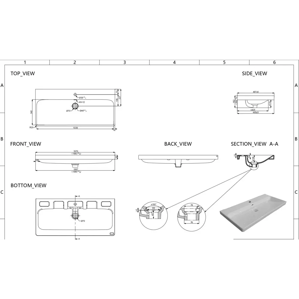 Тумба под накладную раковину KONSENSA МОККА 2.0 105.5x63.5 раковина KONSENSA Teano шкаф-пенал цвет корпуса желтый 89451524 STLM-2136480 Santreyd  - Вид №6