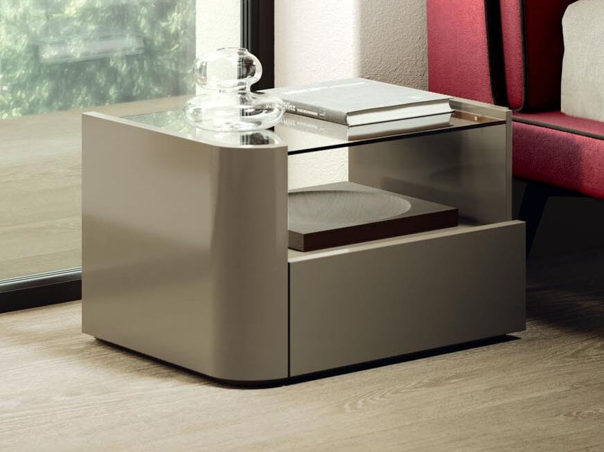 Прямоугольная тумбочка из дерева и стекла Guzzini & Fontana Page ARCH-00053666