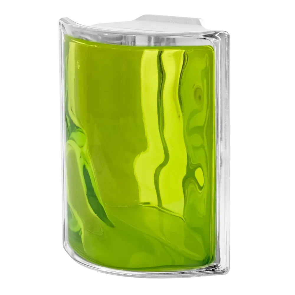 Стеклоблок Vitrablock Волна окрашенный внутри угловой цвет тархун STLM-2069501