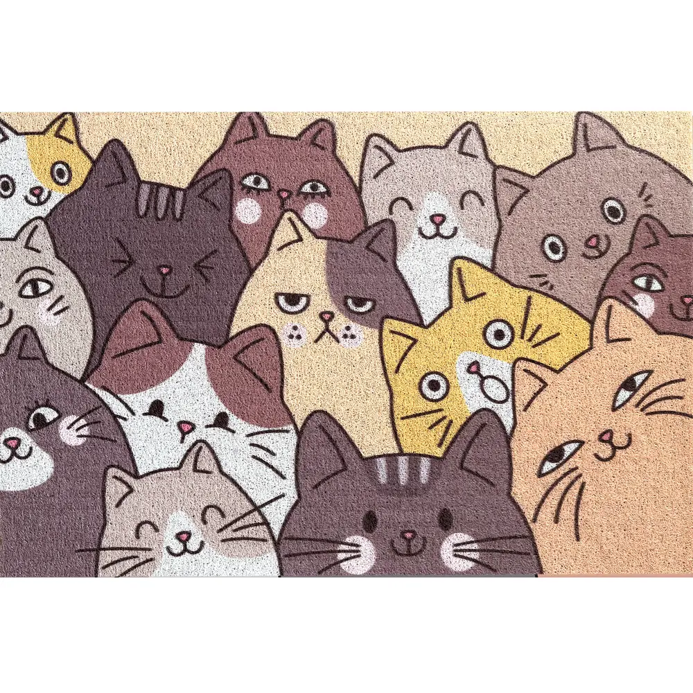 Коврик грязезащитный Cats ПВХ 60x90 см цвет коричнево-черный 89439217 STLM-2145875 Santreyd 