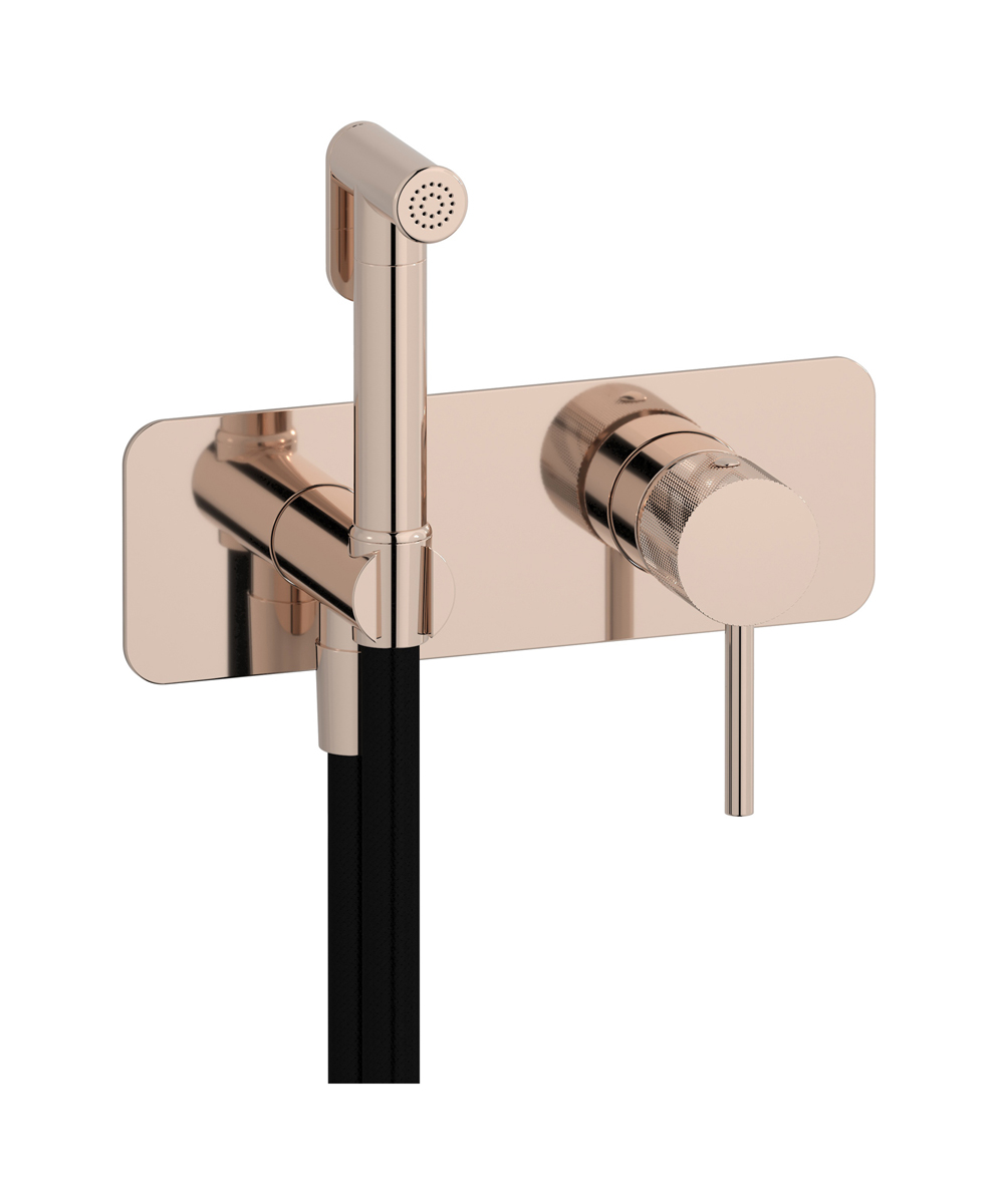 Внешние части гигенического душа со смесителем. WE ARE IB id706rs Rose Gold Industria