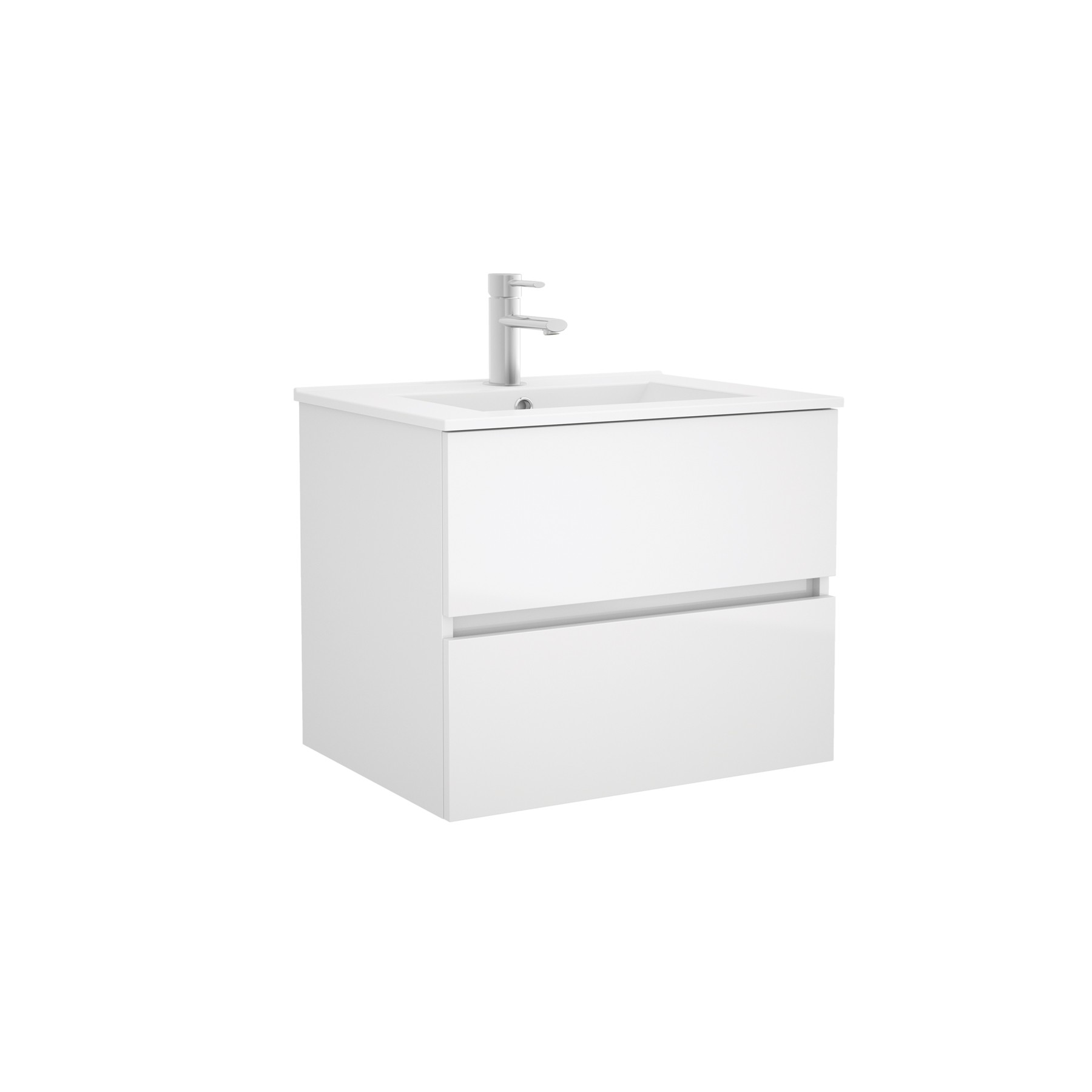 23317 SALGAR Мебель для умывальника FUSSION LINE 700 2 ящика GLOSS WHITE 697 x 540 x 450 мм Глянцевый белый - Вид №1