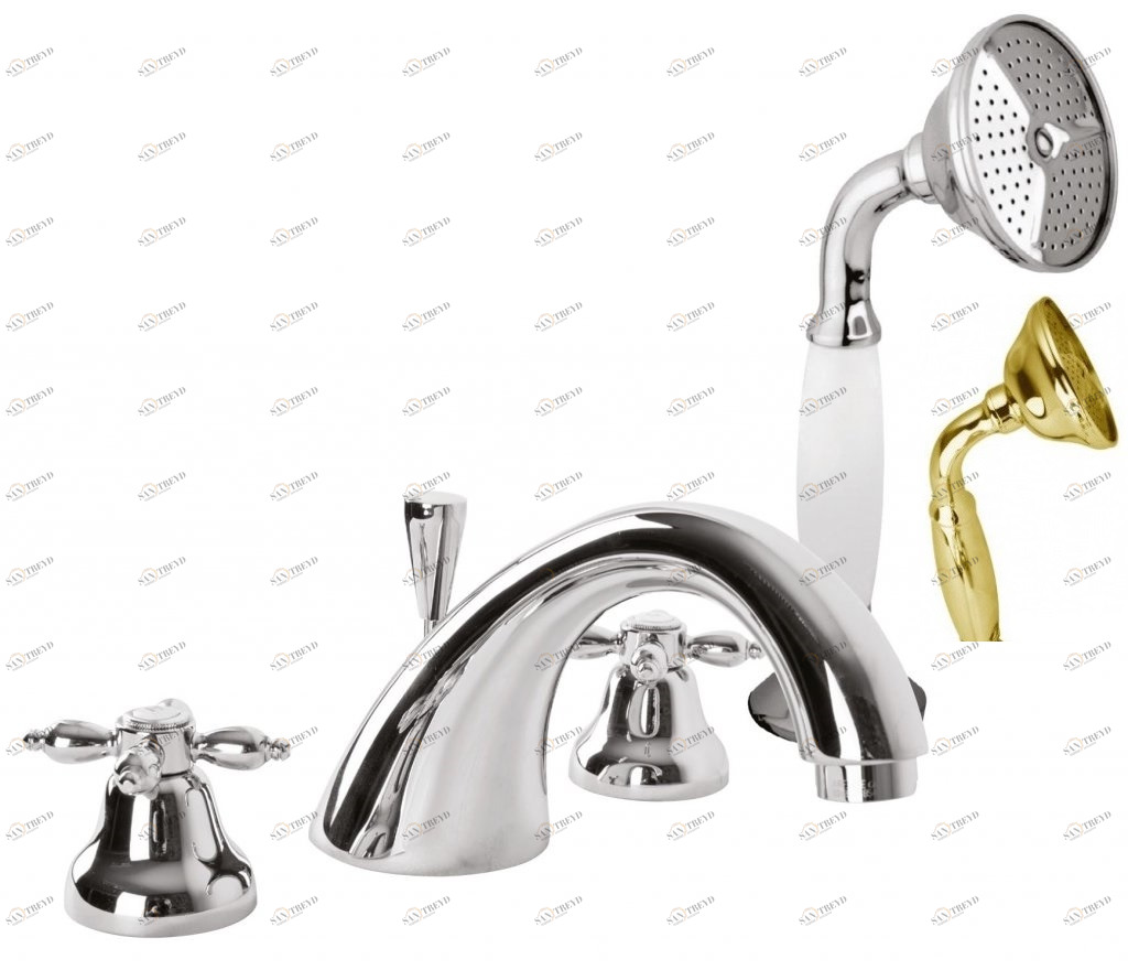 Смеситель на борт ванны с ручным выдвижным душем CEZARES NOSTALGIA-BVD-03/24-M