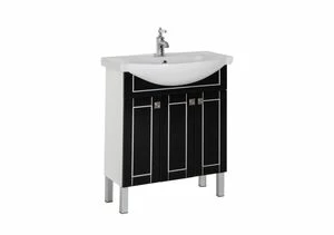 Тумба с раковиной Aquanet Честер 75 черный/серебро