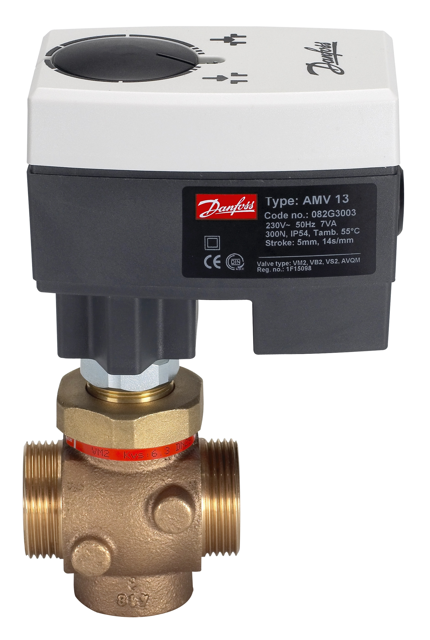 Danfoss Редукторные электроприводы с трехпозиционным управлением AMV 435 Эл.привод имп., 230В пер. тока 082H0163  - Вид №22