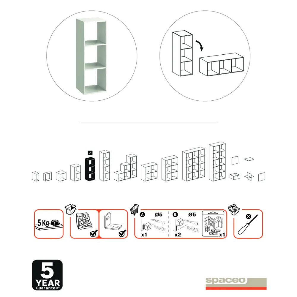 SPACEO Стеллаж «Куб» — модульная система хранения на 3 секции 82731912 STLM-0034903 - Вид №2