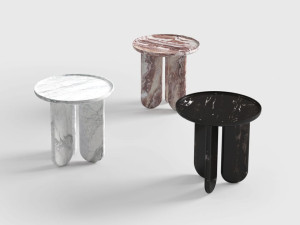 Мраморный круглый низкий журнальный столик