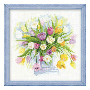 100/008 Набор для вышивания Акварельные тюльпаны 30 х 30 см RIOLIS Premium