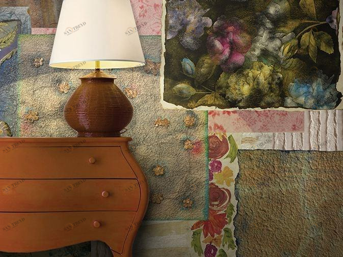 GLAMORA Виниловые обои с цветочными мотивами Stripes & squares sun-id-1470579