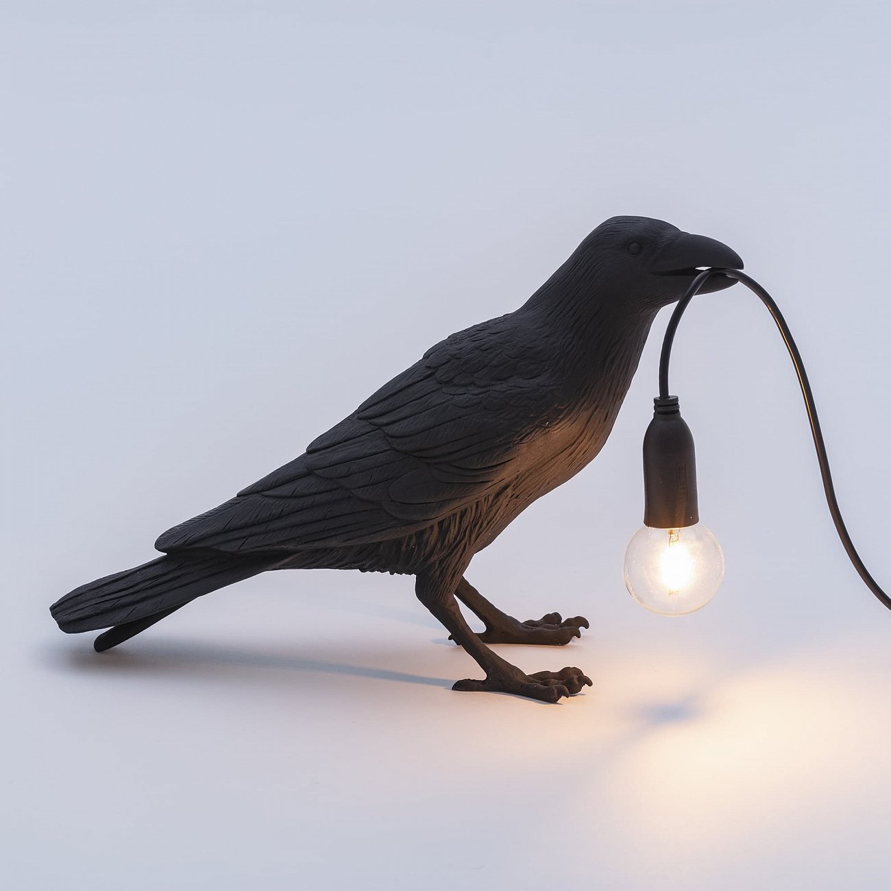 Настольная лампа черная 10,5х33,5 см Bird Black Waiting 14735 SELETTI С ПТИЧКОЙ 00-3882455 Черный  - Вид №1