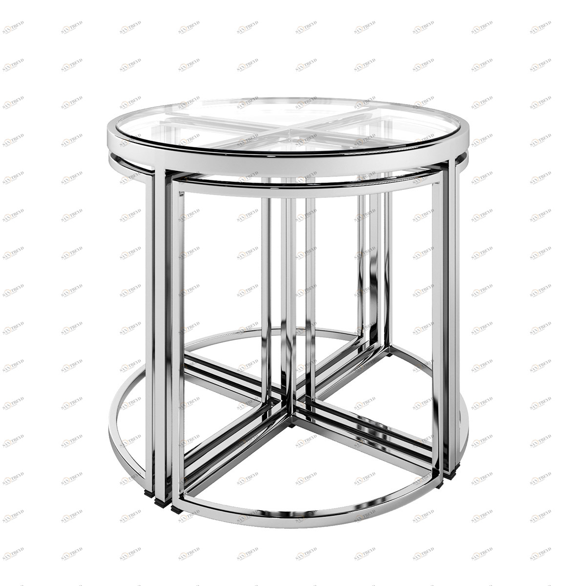 Журнальный столик стеклянный с основанием хром Majestic от Delight Collection DELIGHT COLLECTION  242670 Прозрачный;хром 