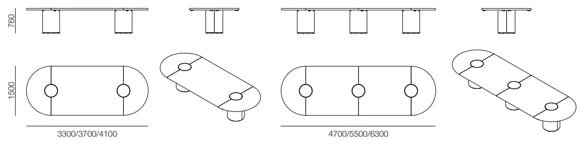 Деревянный овальный стол для совещаний с системой люверсов PROF ARCH-00002902 - Вид №4