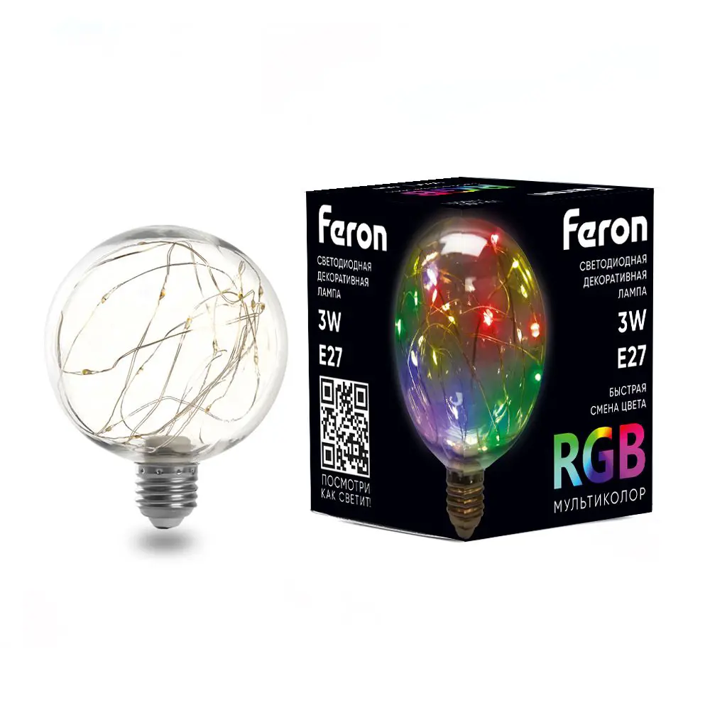 Лампа светодиодная Feron E27 LB-382 230 В 3 Вт шар 250 Лм регулируемый цвет света RGB STLM-2185305 - Вид №3