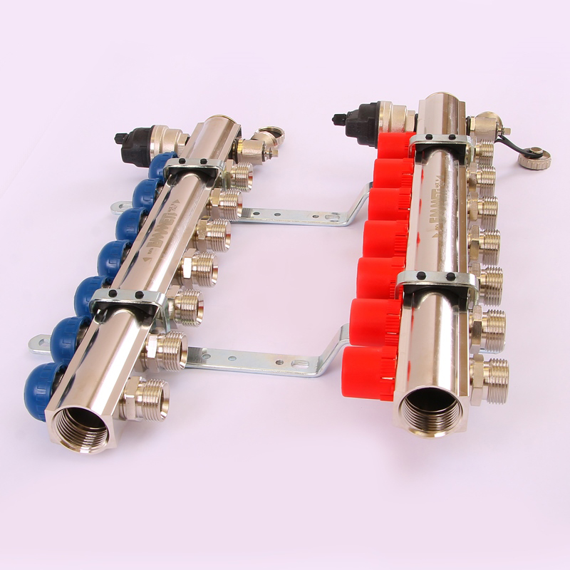 Коллекторная группа TOPWAY с регулировочными и термостатическими вентилями с резьбой под евроконус EMMETI 1"x3/4"ЕК 7 выходов 01298720 - Вид №2