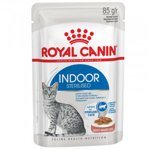 ПР0052021*12 Корм для кошек Indoor для домашних (соус) пауч 85г (упаковка - 12 шт) ROYAL CANIN