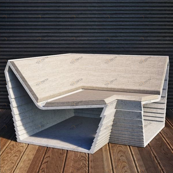 BetOn Скамья из фибробетона с подушками угловой сегмент ЗОНЫ ОТДЫХА ИЗ ФИБРОБЕТОНА LA01A