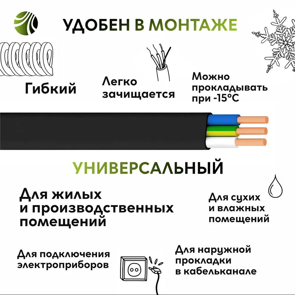 Кабель Ореол ВВГпнг(A)-LS 3x2.5 5 м ГОСТ 14424912 STLM-2029845  - Вид №2