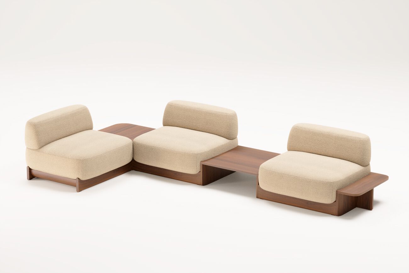 Модульный диван из ткани и ореха Wewood купол ARCH-00072838 - Вид №1