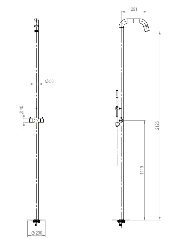 Напольная душевая колонка из нержавеющей стали с ручным душем Nic Made ARCH-00000741 - Вид №2