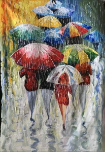 Картина на холсте 100х150 см "Ливень" EVENHOME КАРТИНЫ МАСЛОМ 130076 Красный;серый;разноцветный