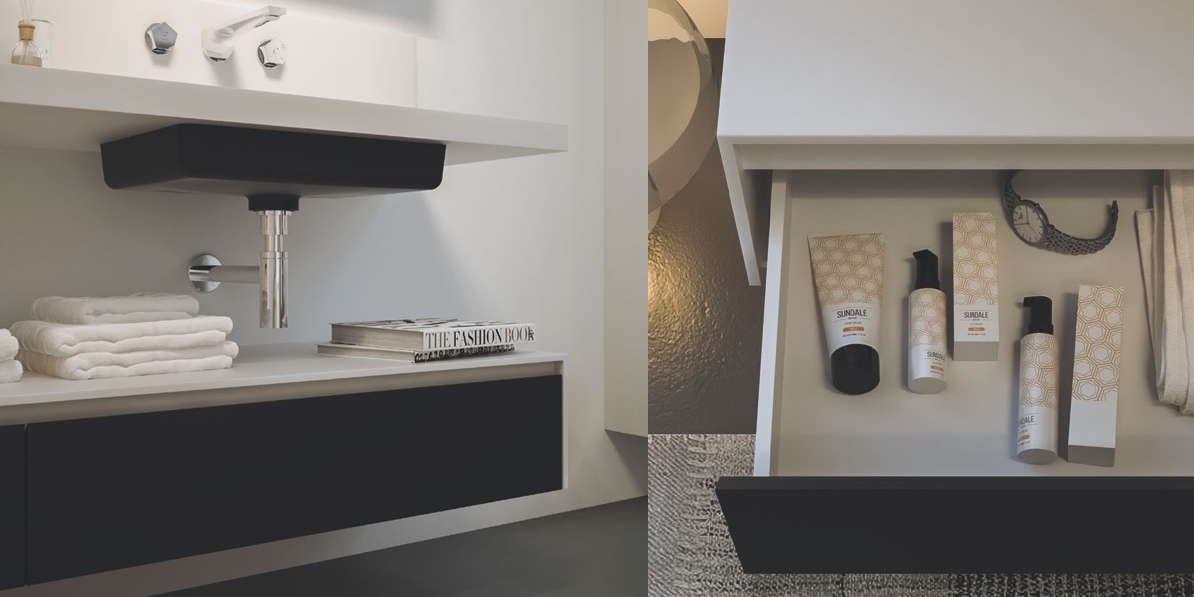 Moma Design Тумба подвесная с 2 ящиками 1800 Slimline2 250 черная SLY21150LO - Вид №3