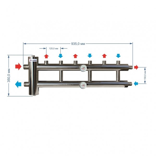 Купить Распределительный коллектор с гидрострелкой 120 кВт, 3+1 контур Прокситерм GSK4031 - Вид №3