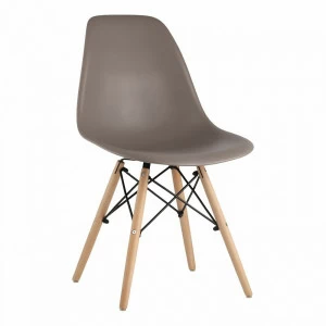 Стул со спинкой темно-серый с деревянными ножками Eames EAMES ДИЗАЙНЕРСКИЕ, EAMES DSW 00-3882008 Серый