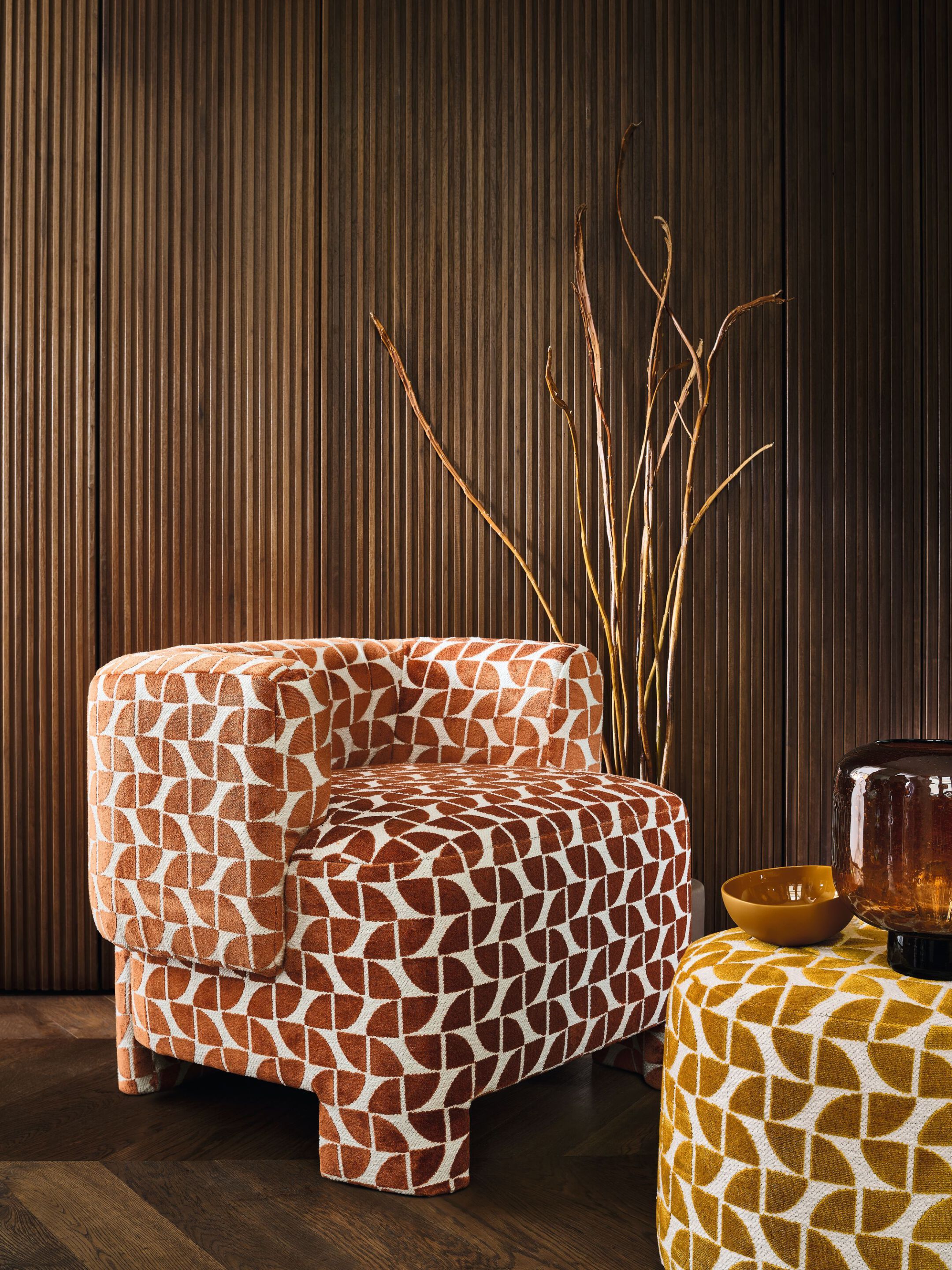 Бархатная ткань с графическим рисунком Casamance Valvidia ARCH-00064731 - Вид №2