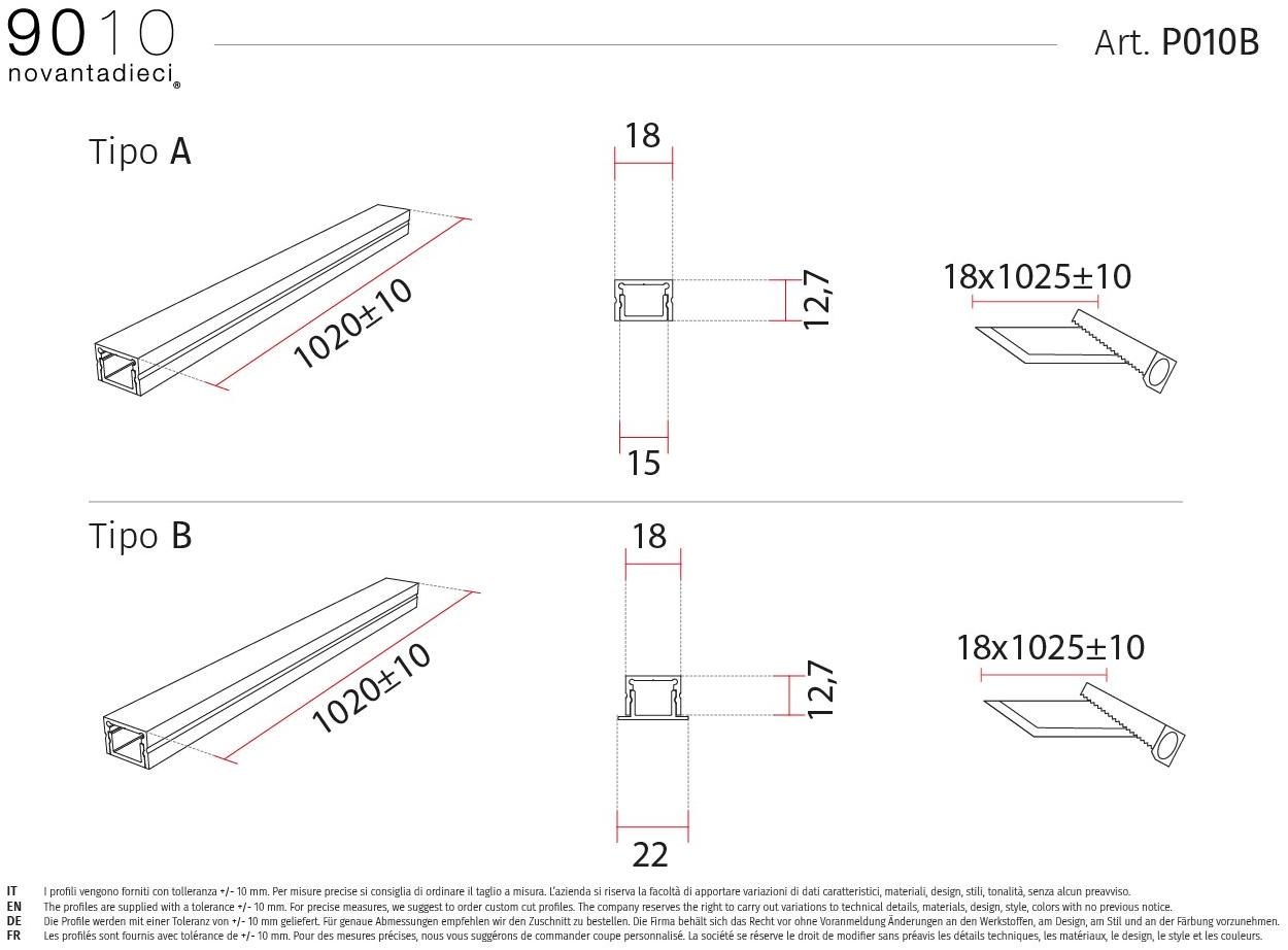 9010 novantadieci Линейный световой профиль из алюминия  P010  - Вид №3