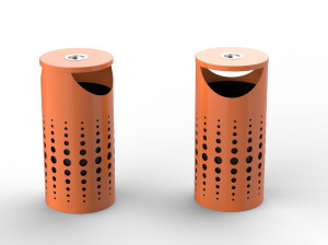 Наружные держатели для мусора из листового металла с крышкой и пепельницей