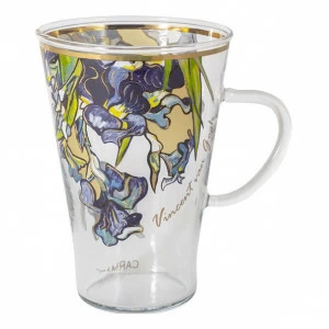 Кружка стеклянная 0,4 л зелено-голубая "Ирисы. В. Ван Гог" CARMANI В. ВАН ГОГ 00-3946525 Голубой;зеленый;прозрачный