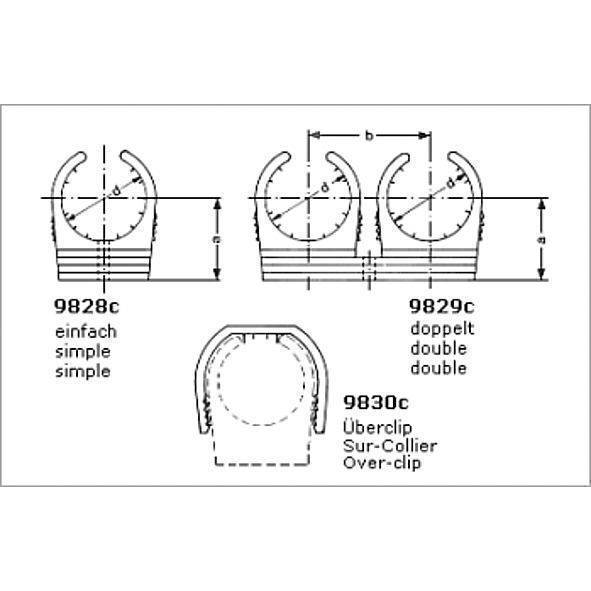 79828810 SANHA 9828C клипса для медных труб простая 8-10 мм  - Вид №1