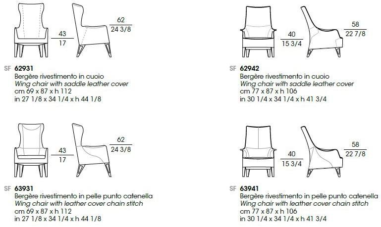 Giorgetti Кожаное кресло Bergere с подлокотниками Mobius sun-id-1377860 - Вид №4