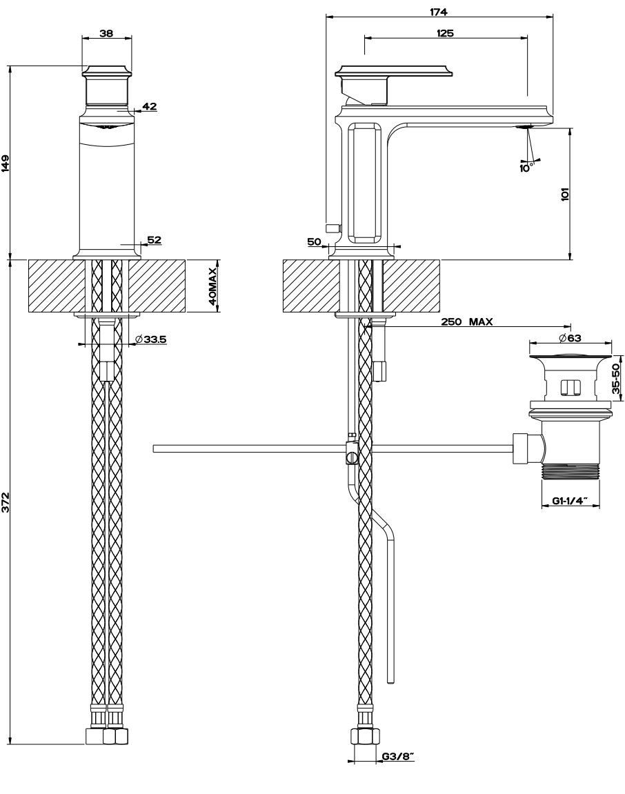 Металлический смеситель для раковины с одним отверстием Gessi элегантность ARCH-00108919 - Вид №2