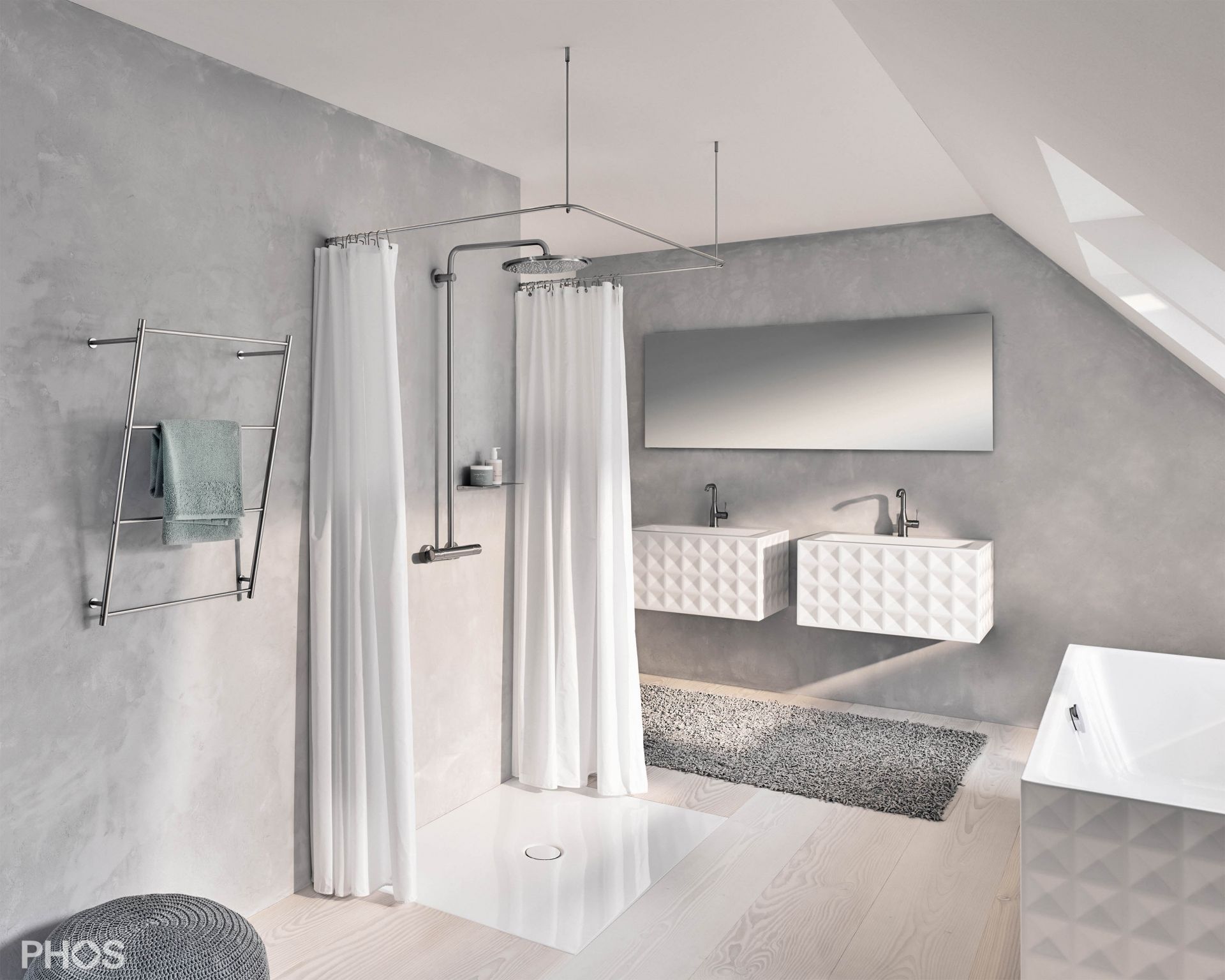 DSU850-850 U-образная штанга для душевой занавески, 85 x 85 x 85 см, для привинчивания PHOS  - Вид №1