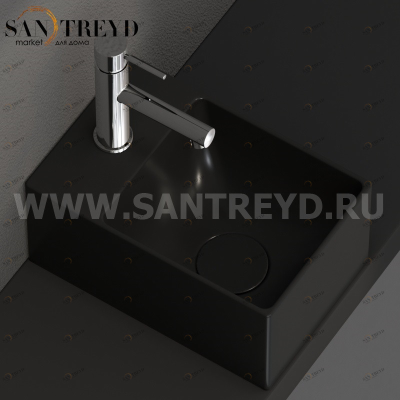 B6R30AR Подвесная раковина настенная прямоугольная Ceramica Globo T-EDGE черная