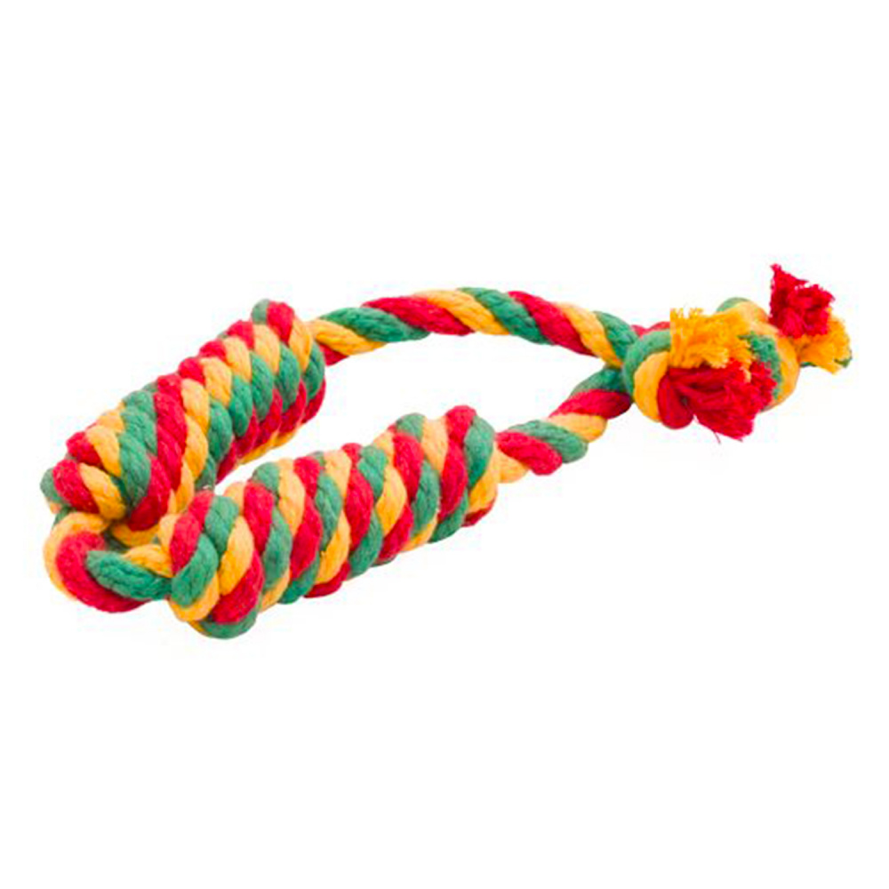 ПР0059086 Игрушка для собак Dental Knot Сарделька канатная 2шт большая (Красный-желтый-зеленый) DOGLIKE 