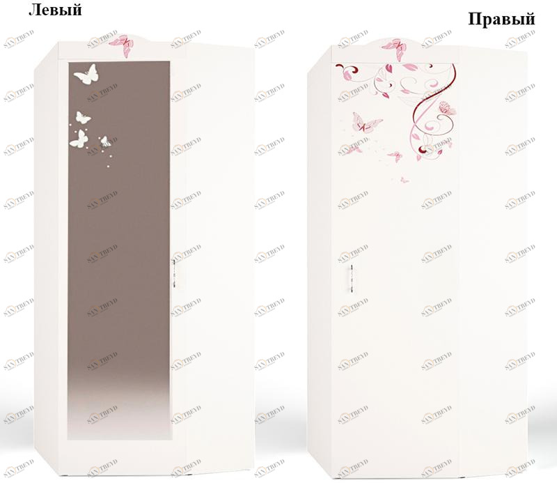 Шкаф угловой ABC-KING Фея с зеркалом ( правый) и со стразами Сваровски 4631147955548