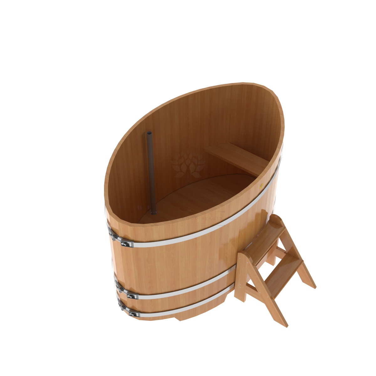 1169 Купель овальная из лиственницы 1,02х1,68х1,1 натуральная премиум Alyarus  - Вид №1