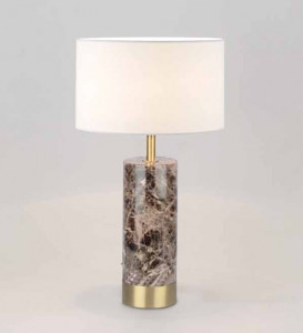 091776 Настольная лампа золото/коричневый мрамор + белый абажур Aromas del Campo Cand