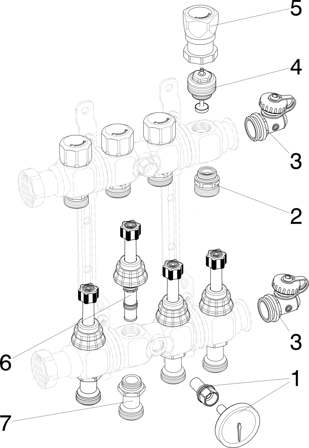 786 908 Модель 1010 Трубопроводные системы  Fonterra панельное отопление  Коллекторы  Нержавеющая сталь Santreyd  - Вид №3