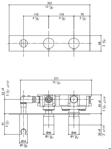 MGS Душевой набор из нержавеющей стали на 3 отверстия Minimal sun-id-1446739 - Вид №2