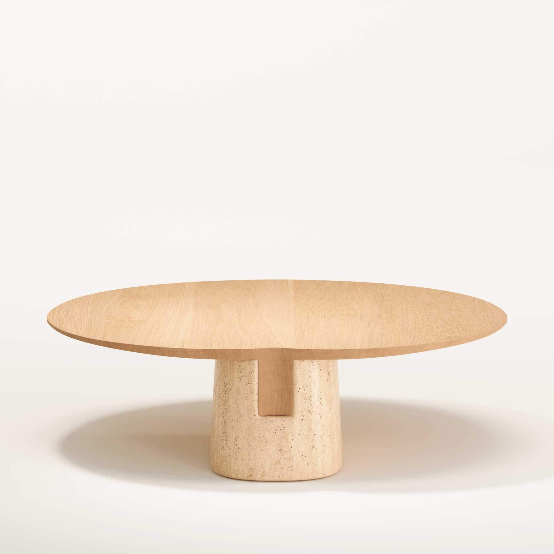 Низкий овальный журнальный столик из дерева и травертина Wewood Anchor ARCH-00091097 - Вид №2